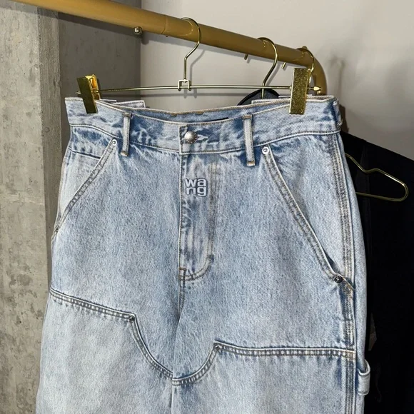 Alexander Wang Double Front Carpenter Jeans in Pebble Bleach